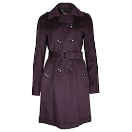 Burberry-Trench-coat à boutonnage doublé Burberry en cachemire violet-Violet