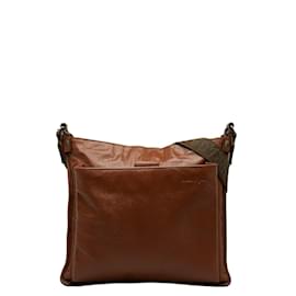 Salvatore Ferragamo-Leather Crossbody Bag EO-24 9034-Brown