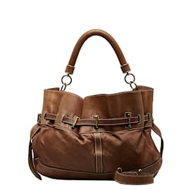 Burberry-Leather Handbag-Brown