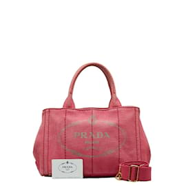 Prada-Prada Canapa Logo Handbag Canvas Handbag B2439G in Good condition-Pink