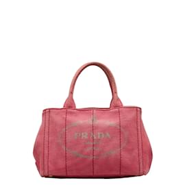 Prada-Prada Canapa Logo Handbag Canvas Handbag B2439G in Good condition-Pink