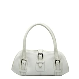 Loewe-Leather Senda Handbag-White