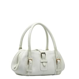 Loewe-Leather Senda Handbag-White