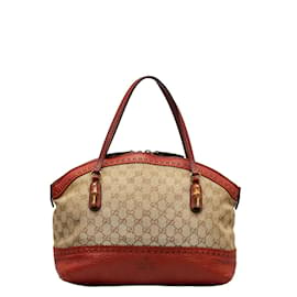Gucci-Gucci GG Canvas Laidback Crafty Tote Bag Canvas Handbag 339002 in Good condition-Brown
