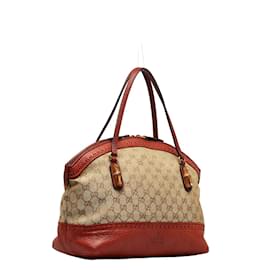 Gucci-Gucci GG Canvas Laidback Crafty Tote Bag Sac à main en toile 339002 en bon état-Marron