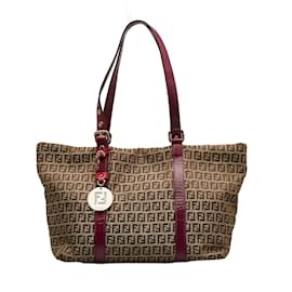 Fendi-Zucchino Canvas Tote Bag 8BH215-Brown