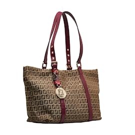 Fendi-Zucchino Canvas Tote Bag 8BH215-Brown