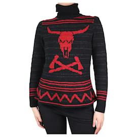 Ralph Lauren-Suéter gráfico preto com gola alta - tamanho M-Preto