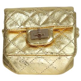 Chanel ouro 2008-2009 micro metálico 2.55 Reeditar bolsa de tornozelo Dourado