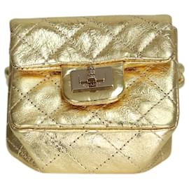 Chanel-ouro 2008-2009 micro metálico 2.55 Reeditar bolsa de tornozelo-Dourado