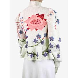Ulla Johnson-Ulla Johnson multicoloured high-neck floral peplum jumper - size S-Cream