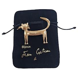 Autre Marque-Broche Le Chat de Jean Cocteau - Joia estampada com bolsa original - Novo-Dourado
