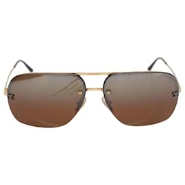 Chanel-CHANEL Óculos de sol metal preto tom dourado CC Auth 53401-Preto,Outro