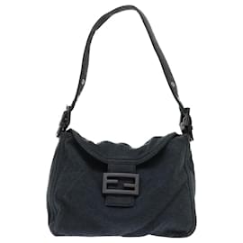 Fendi-FENDI Mamma Baguette Shoulder Bag Cotton Gray 2305 26426 099 Auth bs8040-Grey