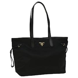 Prada-PRADA Tote Bag Nylon Leather Black Auth ki3390-Black