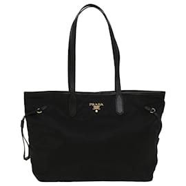 Prada-PRADA Tote Bag Nylon Leather Black Auth ki3390-Black