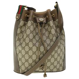 Gucci-GUCCI GG Canvas Web Sherry Line Shoulder Bag PVC Leather Beige Green Auth 52761-Red,Beige,Green