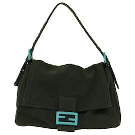 Fendi-FENDI Mamma Baguette Shoulder Bag cotton Green Light Blue Auth bs8194-Green,Light blue