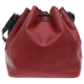 Louis Vuitton-LOUIS VUITTON Epi Petit Noe Shoulder Bag bicolor Black Red M44172 LV Auth 52381-Black,Red