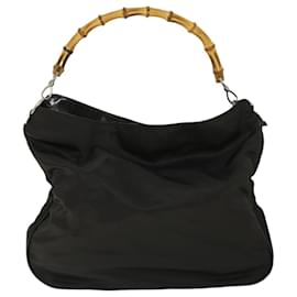 Gucci-GUCCI Bamboo Shoulder Bag Nylon Black 001 2852 1577 5 auth 52877-Black