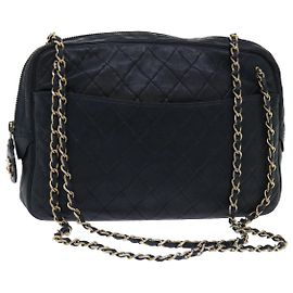 CHANEL Borsa a tracolla con catena Pelle di agnello Nero CC Auth bs7954 Nero