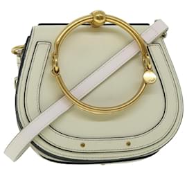 Chloé-Chloe Bolsa de mão com pulseira pequena Couro Nilo 2Way Cream Auth 52444-Cru