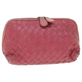 Autre Marque-BOTTEGAVENETA INTRECCIATO Pouch Leather Pink Auth 53447-Pink