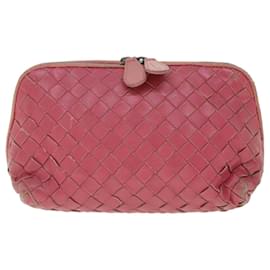 Autre Marque-BOTTEGAVENETA INTRECCIATO Pouch Leather Pink Auth 53447-Pink