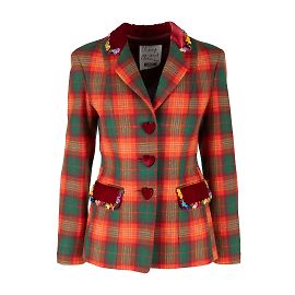 Moschino Cheap & Chic Plaid Jacket with Heart Buttons Multiple colors