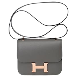 Hermès-Bolso HERMES Constance en cuero gris - 101426-Gris