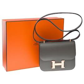 Hermès-HERMES Constance Tasche aus grauem Leder - 101426-Grau