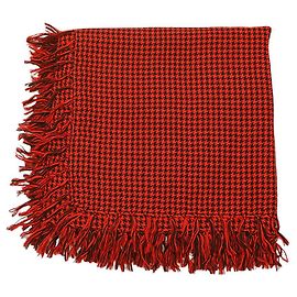 Alexander McQueen Sciarpa Avvolgente Scialle Con Sciarpa In Lana E Seta Nera E Rossa Con Frange Rosso