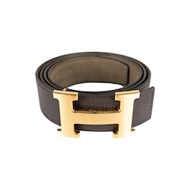 Hermès-Hermès H Buckle Reversible Leather Belt-Brown