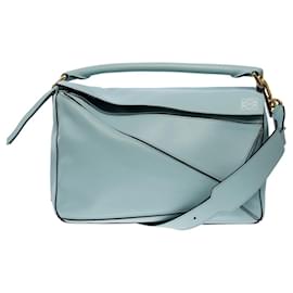 Loewe-LOEWE Puzzle Bag in Blue Leather - 101439-Blue