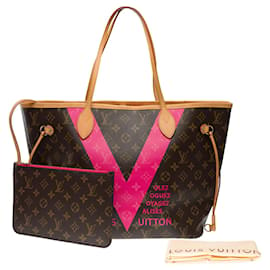Louis Vuitton-Bolsa LOUIS VUITTON Neverfull em lona marrom - 101430-Marrom