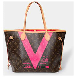 Louis Vuitton-Bolso LOUIS VUITTON Neverfull en lona marrón - 101430-Castaño