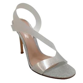 Gianvito Rossi-Gianvito Rossi Silver Glitter Metropolis Halter Sandals-Silvery