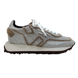Autre Marque-Ghoud Silver / Brown Sponge Glitter Sneakers-Silvery