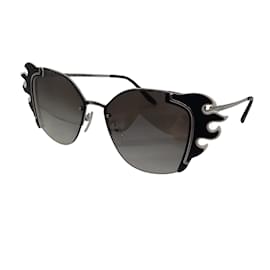 Prada-Prada Noir / Blanc / Argentée 2018 Lunettes de soleil œil-de-chat flammes-Noir