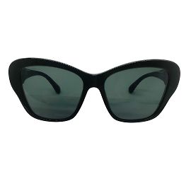 Chanel óculos de sol em acetato de borboleta com logotipo CC embelezado com cristal verde e couro de pele de cordeiro Verde
