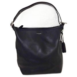 Bolsa de ombro Coach preta de couro Preto
