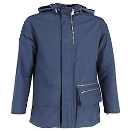 Hermès-Hermes Hooded Waterproof Jacket in Petrol Blue Cotton-Blue