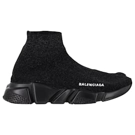 Balenciaga-Balenciaga Speed 2.0 Glitter Trainers in Black Polyamide-Black