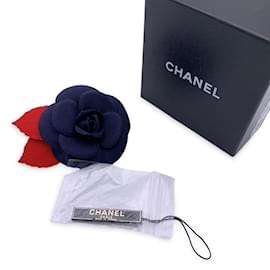 Chanel-Vintage Blue Red Camelia Camellia Flower Pin Brooch-Blue