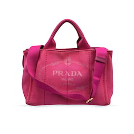 Prada-Petit logo Canapa en toile rose 2 Sac cabas Way-Rose