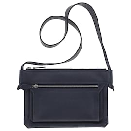 Hermès-Hermes Ultrapla PM Bag in Navy Blue Calfskin Leather-Blue,Navy blue