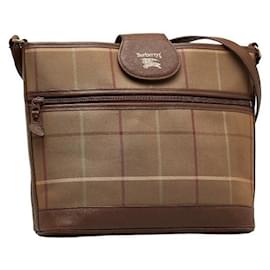 Burberry-Burberry Check Canvas Shoulder Bag Canvas Shoulder Bag in Good condition-Brown