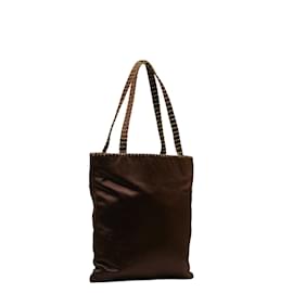 Prada-Prada Satin Nylon Mini Handbag with Logo Embroidery in Good Condition-Brown