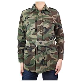 Saint Laurent-Green camouflage belted military jacket - size S-Green