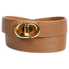 Christian Dior marrone 30 Bracciale in pelle di vitello foderata Montaigne e metallo con finitura dorata Altro